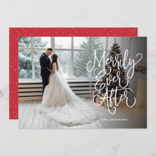 Cartes Pour Fêtes Annuelles Merrily Jamais après les vacances Mariage photo co
