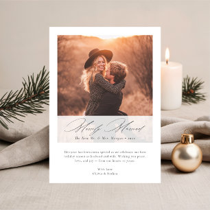 Cartes Pour Fêtes Annuelles Merrily Married Élégante photo de premier Noël