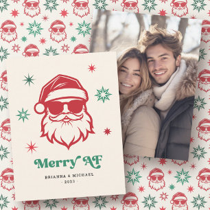 Cartes Pour Fêtes Annuelles Merry AF cool Père Noël dans lunettes de soleil ét