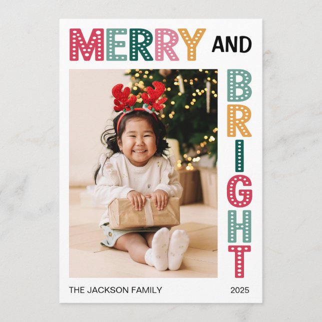 Cartes Pour Fêtes Annuelles Merry and Bright Christmas bold photo (Devant)