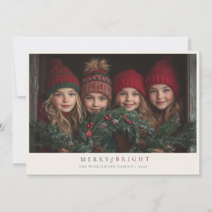 Cartes Pour Fêtes Annuelles Merry and Bright Élégant Photo de Famille de Campa