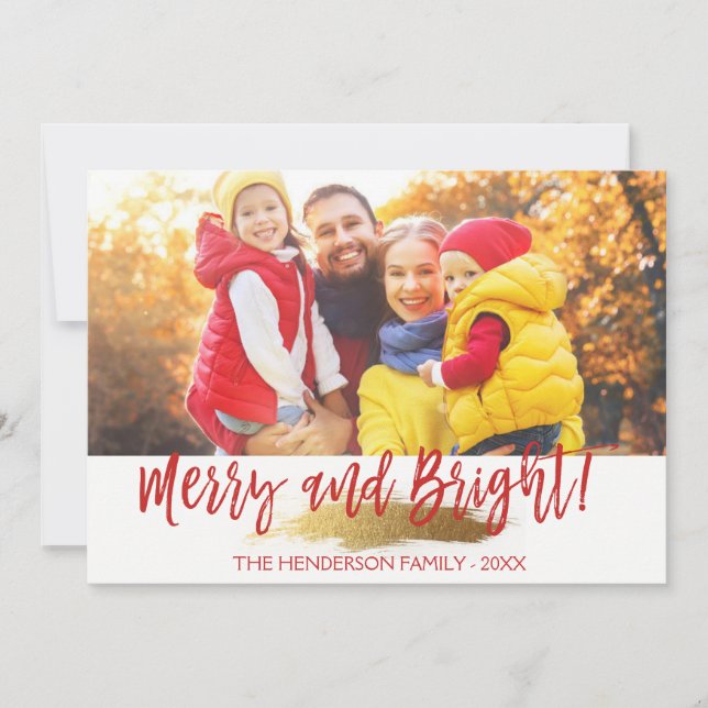 Cartes Pour Fêtes Annuelles Merry and Bright Hand Lettered Script Photo Card (Devant)