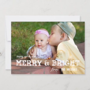 Cartes Pour Fêtes Annuelles Merry and Bright Holiday Photo Card Gold