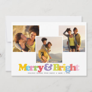Cartes Pour Fêtes Annuelles Merry And Bright Modern Couples 3 Photo Collage