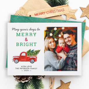 Cartes Pour Fêtes Annuelles Merry and Bright Simple Classic Camion de Noël