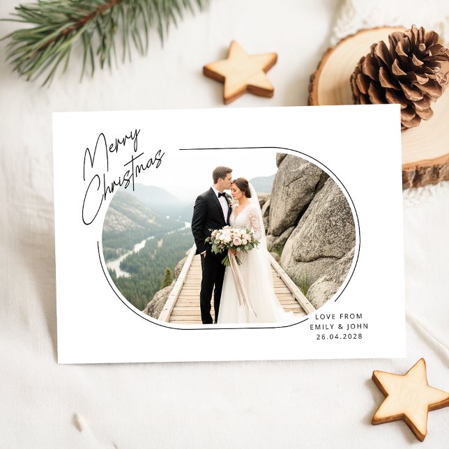 Cartes Pour Fêtes Annuelles Merry And Married Newlywed Couple Photo Christmas (Créateur téléchargé)