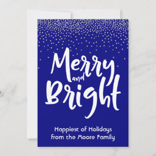 Cartes Pour Fêtes Annuelles Merry blanc et brillant avec la marine et l'argent