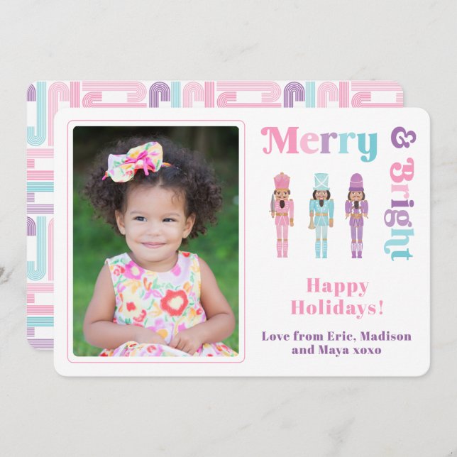 Cartes Pour Fêtes Annuelles Merry & Bright Black Nutcracker Joyeux Noël (Devant / Derrière)