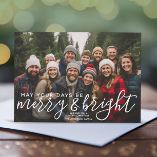 Cartes Pour Fêtes Annuelles Merry & Bright Calligraphie Photo Horizontal de Pa