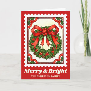 Cartes Pour Fêtes Annuelles Merry & Bright Christmas Wath Postage Timbre