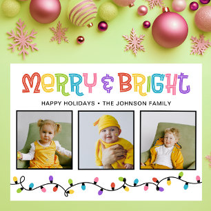 Cartes Pour Fêtes Annuelles Merry & Bright Coloré 3 Photos