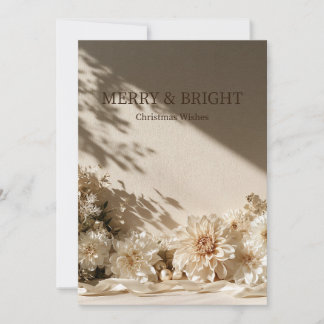 Cartes Pour Fêtes Annuelles Merry & Bright Élégant Fleurs de Noël Neutres