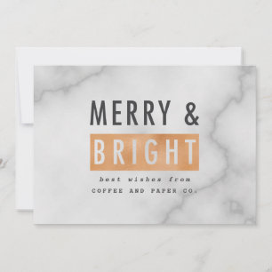 Cartes Pour Fêtes Annuelles Merry & bright geometric copper and marble holiday