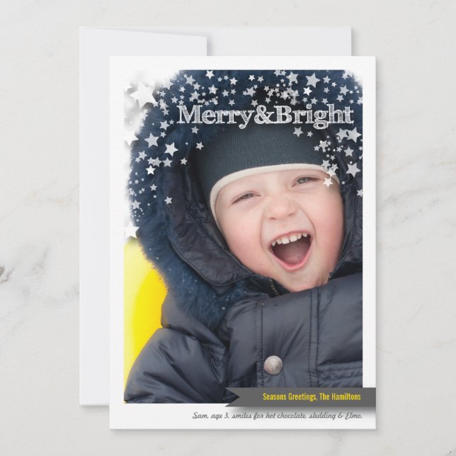 Cartes Pour Fêtes Annuelles Merry & Bright Holiday Photo Card for Christmas (Devant)