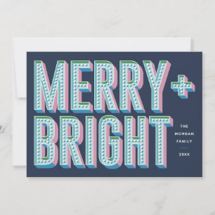 Cartes Pour Fêtes Annuelles Merry + Bright Marquee Holiday Card - Bleu