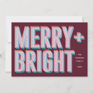 Cartes Pour Fêtes Annuelles Merry + Bright Marquee Holiday Card - Rouge