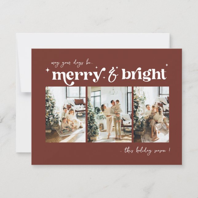 Cartes Pour Fêtes Annuelles Merry & Bright Neutral Christmas photo  Holiday  (Devant)