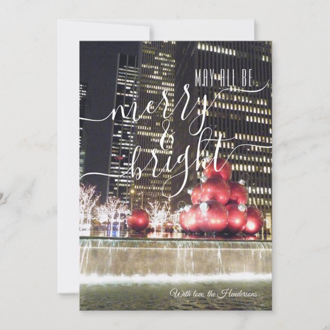 Cartes Pour Fêtes Annuelles Merry & Bright New York City Christmas Photographi (Devant)