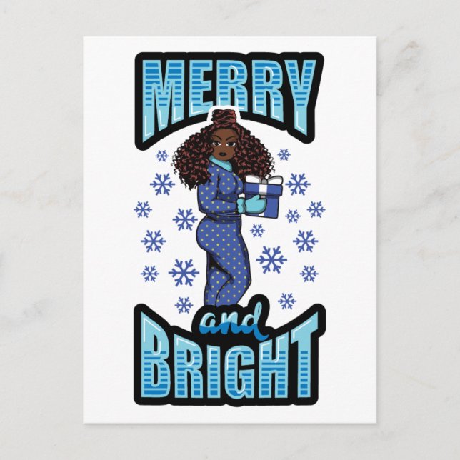 Cartes Pour Fêtes Annuelles Merry & Bright Pajama Melanin X mas Sweater Sista (Devant)