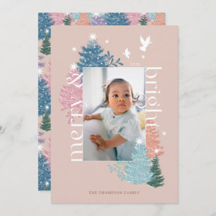 Cartes Pour Fêtes Annuelles Merry & Bright Pastel Christmas Tree Forest Photo