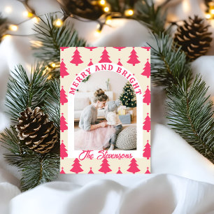 Cartes Pour Fêtes Annuelles Merry & Bright Photo rétro d'architecture rose de