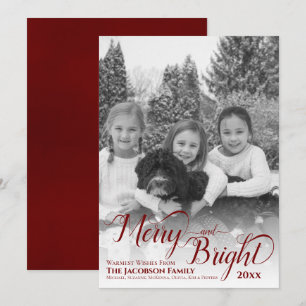 Cartes Pour Fêtes Annuelles Merry & Bright Simple Black & White Photo Bourgogn