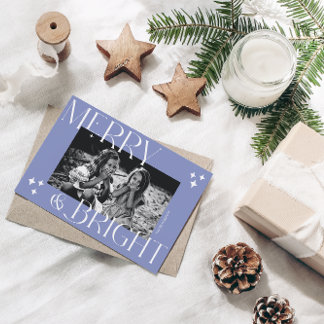 Cartes Pour Fêtes Annuelles Merry & Bright simple & élégant Photo de Noël