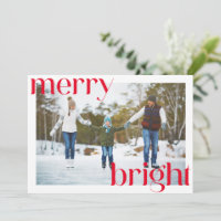 Merry Bright Typographie Rouge Festive Amusant Deu