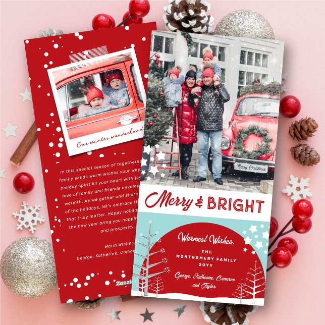 Cartes Pour Fêtes Annuelles Merry & Bright Winter Wonderland Snow Trees Photo (Merry & Bright Winter Wonderland Snow Trees Photo Holiday Card @ fat_fa_tin)