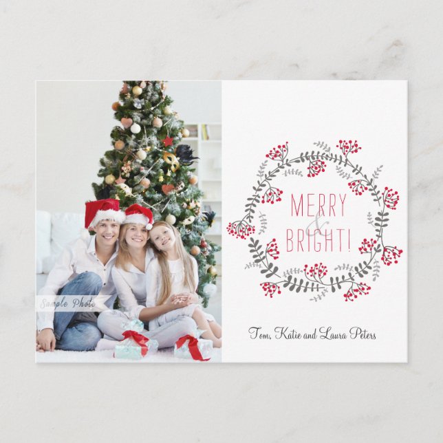 Cartes Pour Fêtes Annuelles Merry & Bright Wreath (Devant)