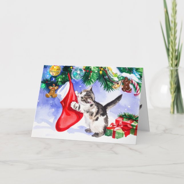 Cartes Pour Fêtes Annuelles Merry Cat-mas Christmas Cute Adorable Kitten Xmas (Devant)