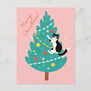 Cartes Pour Fêtes Annuelles Merry Catmas - Une escalade de Noël Purr-fect