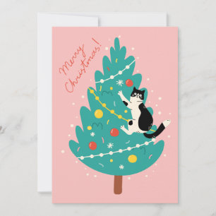 Cartes Pour Fêtes Annuelles Merry Catmas - Une escalade de Noël Purr-fect