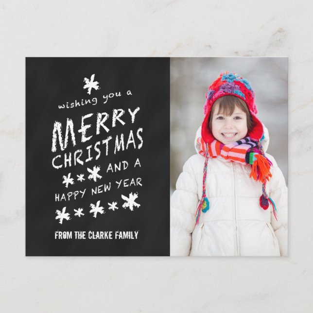 CARTES POUR FÊTES ANNUELLES MERRY CHALKBOARD CHRISTMAS HOLIDAY PHOTO (Devant)