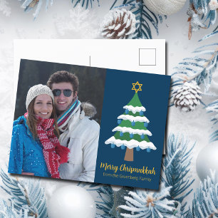 Cartes Pour Fêtes Annuelles Merry Chrismukkah Cute Hanoukka Photo de Noël
