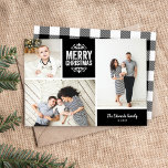 Cartes Pour Fêtes Annuelles Merry Christmas 3 Photo Collage<br><div class="desc">Affordable custom printed holiday photo cards with simple templates for customization. This modern rustic design has a photo collage layout with space for 3 family photos and text in coordinating color blocks - edit the colors to match any photos. Personalize it with your photos and add your family name and...</div>