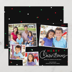 Cartes Pour Fêtes Annuelles Merry Christmas 4 Photo Collage Holiday Card