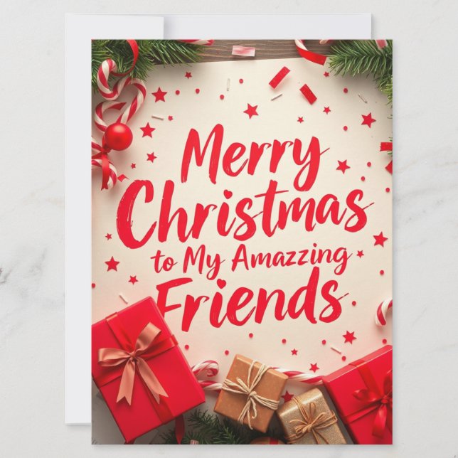 Cartes Pour Fêtes Annuelles Merry Christmas Amazing Friends Festive Typography (Devant)