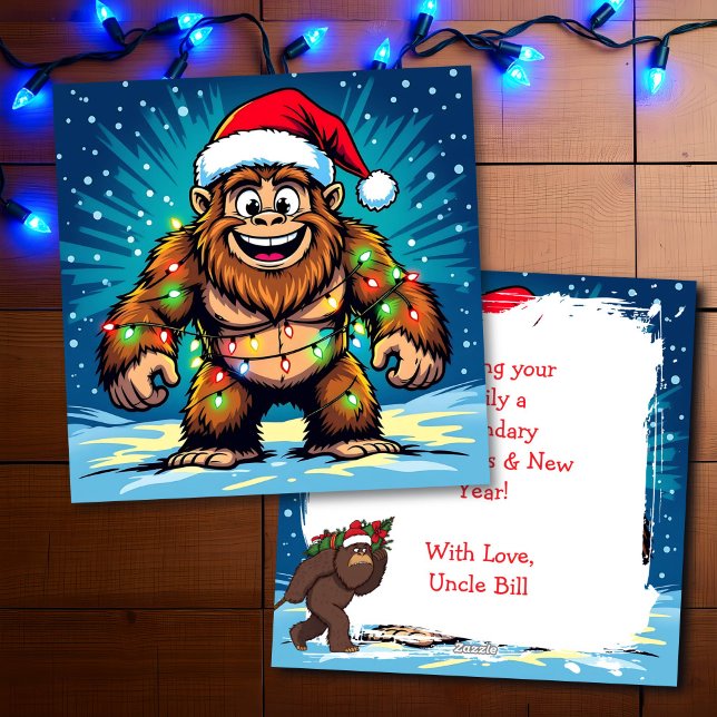 Cartes Pour Fêtes Annuelles Merry Christmas and Happy New Year Bigfoot (Créateur téléchargé)