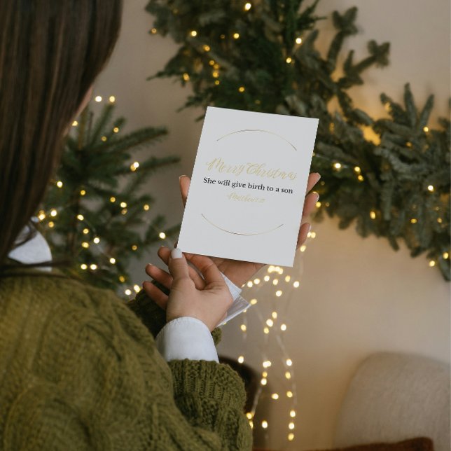Cartes Pour Fêtes Annuelles Merry Christmas Bible Verse Mini Card – Matt. 1:21 (Créateur téléchargé)