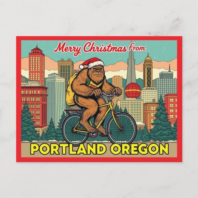 Cartes Pour Fêtes Annuelles Merry Christmas Bigfoot Portland Oregon (Devant)