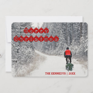 Cartes Pour Fêtes Annuelles Merry Christmas - Biker Bringing Home the Tree