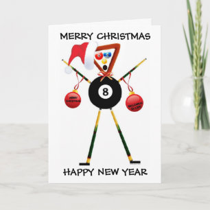 Cartes Pour Fêtes Annuelles Merry Christmas Billiards Player