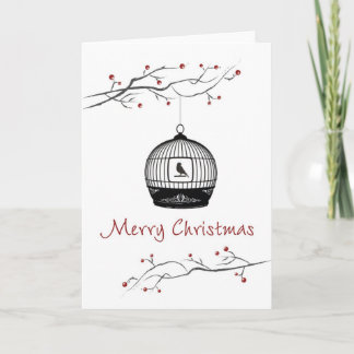 Cartes Pour Fêtes Annuelles Merry Christmas Birdcage