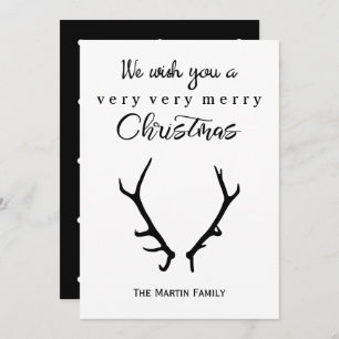 Cartes Pour Fêtes Annuelles Merry Christmas Black and White with Antlers