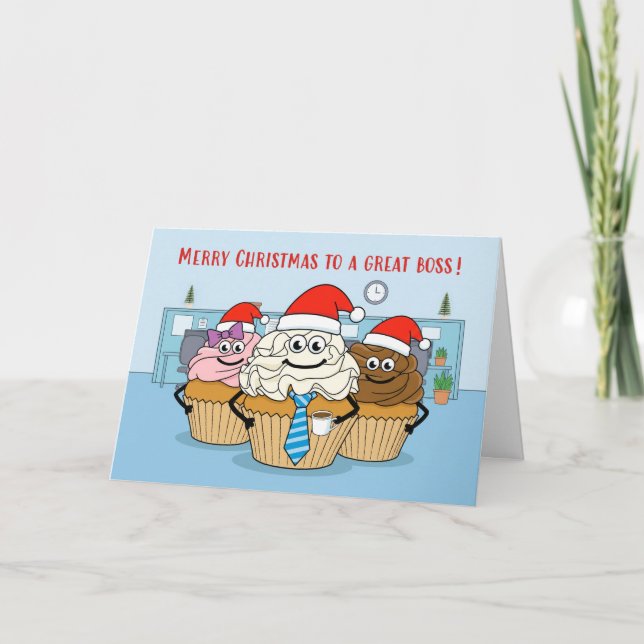 Cartes Pour Fêtes Annuelles Merry Christmas Boss Cupcakes Office Team (Devant)