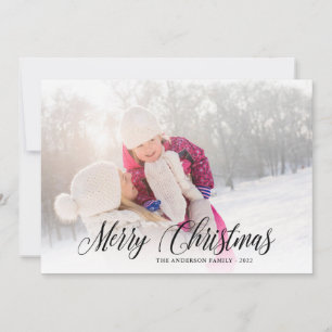 Cartes Pour Fêtes Annuelles Merry Christmas Calligraphy Overlay Photo