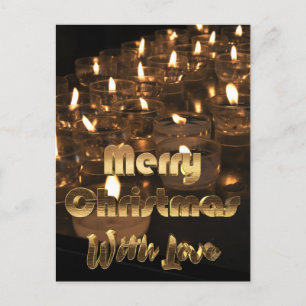 Cartes Pour Fêtes Annuelles Merry Christmas Candles Gold Typographie