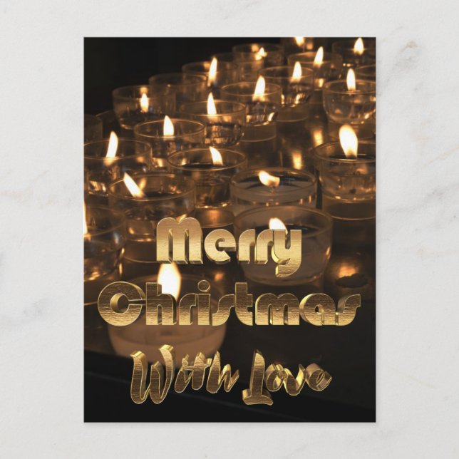 Cartes Pour Fêtes Annuelles Merry Christmas Candles Gold Typographie (Devant)
