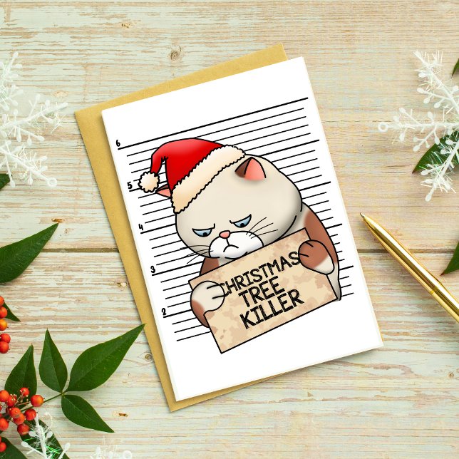 Cartes Pour Fêtes Annuelles Merry Christmas Cat Drôle Citations Pour Les Amis (Merry Christmas Cat Funny Quotes For Friends Holiday Postcard)